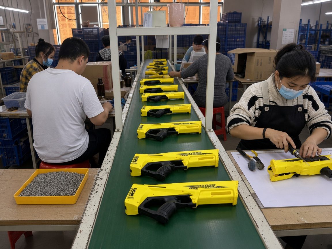 Revisión de calidad durante el ensamble de juguetes en Chenghai